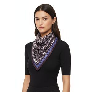 Versace Jeans Couture Bold Gothic Print Square Scarf with Chain Border